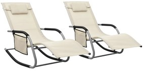 vidaXL Espreguiçadeiras 2 pcs textilene cor creme e cinzento