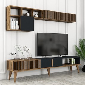 Conjunto de Mobiliário de Sala MilanSet483 – Nogueira e Antracite – Vá