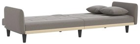 Sofá-cama com suportes para copos tecido cinzento-acastanhado