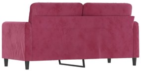 Sofá de 2 lugares veludo 140 cm vermelho tinto
