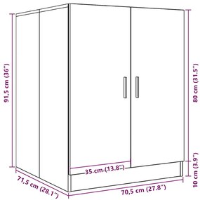 Armário máquina lavar roupa 71x71,5x91,5 cm branco brilhante