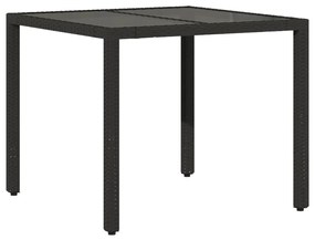 3 pcs conjunto jantar jardim c/ almofadões vime PE/vidro preto
