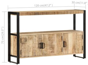 Armário lateral 120x30x75 cm madeira de mangueira maciça