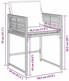 Conjunto de Jantar de Jardim com Almofadas 9 Peças Cinza Rattan Poly