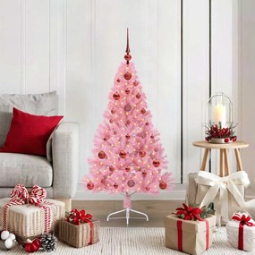 vidaXL Árvore de Natal Artificial Pré-iluminada Rosa 120 cm PVC