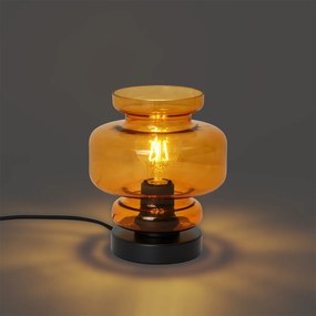 Candeeiro de Mesa Retro Preto com Vidro Laranja - Denise Retro