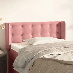 Cabeceira de cama c/ abas veludo 103x16x78/88 cm rosa