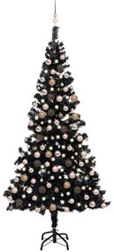 vidaXL Árvore Natal artificial pré-iluminada c/ bolas PVC preto