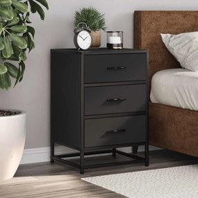 vidaXL Mesa de cabeceira 40x34,5x60cm derivados de madeira preto metal