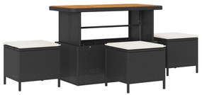 Conjunto de Sofá de Jardim de 14 Peças com Almofadas Preto Poli Rattan