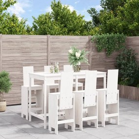 7 pcs conjunto de bar para jardim pinho maciço branco