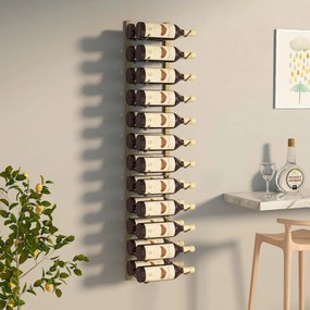 vidaXL Garrafeira de parede para 24 garrafas ferro dourado