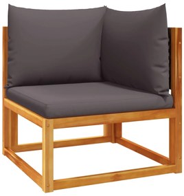 3 pcs conjunto de sofás de jardim com almofadões acácia maciça