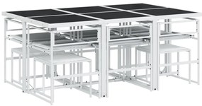 11 pcs conj. de jantar p/ jardim c/ almofadões textilene branco