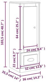 Aparador alto 36x35,5x103,5 cm deriv. madeira branco brilhante