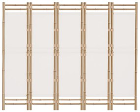 Divisória/biombo com 5 painéis dobráveis 200 cm bambu e lona
