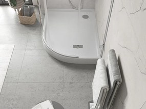 Mexen Flow+ base de duche semicircular assimétrica esquerda 90 x 80 cm, branco brilhante - 46Q108090LH