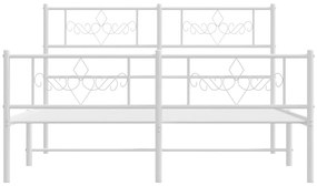 Estrutura de cama com cabeceira e pés 150x200 cm metal branco