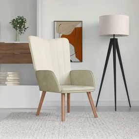 vidaXL Cadeira de descanso veludo branco nata