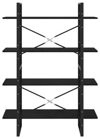 Estante com 4 prateleiras 100x30x140 cm pinho maciço preto