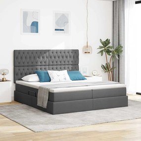 vidaXL Cama com Armazenamento com colchão Cinza Escuro 200 x 200 cm