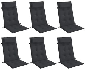 Almofadões p/ cadeira encosto alto 6 pcs tecido oxford preto