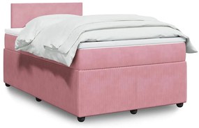 Cama boxspring com colchão 120x190 cm veludo rosa