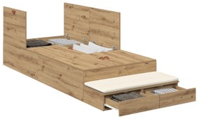 Estrado de Cama Armazenamento Carvalho Artesanal 90x190 cm