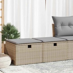 2 pcs conj. sofás p/ jardim c/ almofadões vime PE/acácia bege