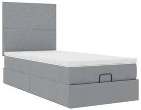 Estrutura cama otomana colchão 90x190 cm tecido cinzento claro