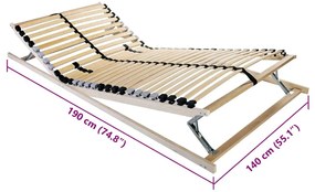 Base de ripas com cabeceira Manual Marrom, Preto e Cinza 140 x 190 cm