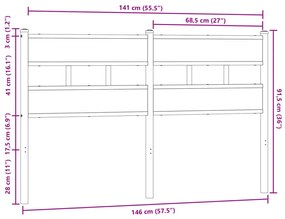 Cabeceira de cama 140cm derivados madeira/aço carvalho castanho