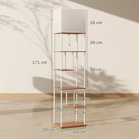 Candeeiro de Pé com Prateleiras Brilho e Temperaturas de Cor Ajustáveis 3000K-6500K e Temporizador 40x29x171 cm Branco e Madeira