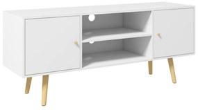 HOMCOM Móvel de TV para Televisores de até 55 Polegadas com 2 Portas 2 Prateleiras de Armazenamento 120x34x50cm Branco