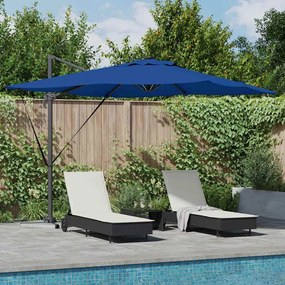 vidaXL Parasol Cantilever Roma com LEDs em Azul Céu – 286 x 285 x 270 cm, Alumínio.