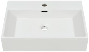 Lavatório + abertura torneira branco cerâmica 60,5x42,5x14,5cm