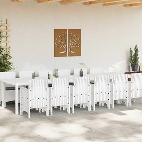 Conjunto de Jantar para Jardim 13 pcs Branco Grande Vime