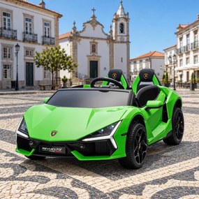 Carro elétrico para Crianças 2 Lugares Lamborghini Revuelto XL STRONG 24V, Rodas AR bombeado, Assento Couro ecológico Verde
