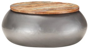 Mesa de centro 68x68x30 cm madeira recuperada maciça cinzento