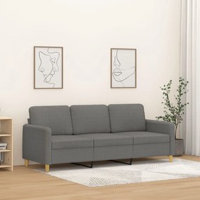 vidaXL Sofá de 3 lugares 180 cm tecido cinza-escuro