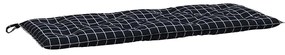 Almofadões p/ banco jardim 2 pcs 120x50x7cm tecido xadrez preto
