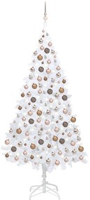 Árvore de Natal artificial c/ luzes LED/bolas 210 cm PVC branco