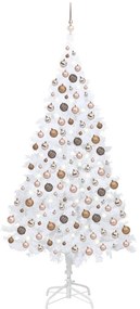 vidaXL Árvore Natal artificial pré-iluminada c/ bolas PVC branco