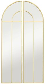 HOMCOM Espelho Decorativo de Parede com 2 Peças 30x120 cm Espelho em Forma de Arco e Estrutura de Metal para Entrada Dourado