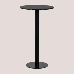 Mesa Alta De Bar Redonda Em Mármore (ø60 Cm) Rocher Mármore Preto & Preto - Sklum