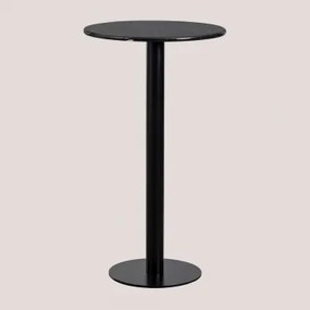 Mesa Alta De Bar Redonda Ø60 Cm Em Mármore Rocher Mármore Negro Marquina & Preto - Sklum