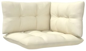 3 pcs conjunto lounge jardim c/ almofadões cor creme pinho