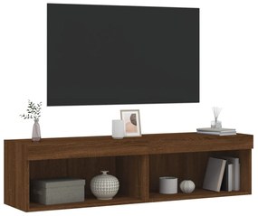 Móveis de TV c/ luzes LED 2 pcs 60x30x30 cm carvalho castanho