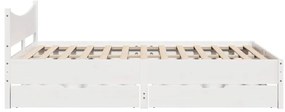 Estrutura de cama c/ gavetas 140x200 cm pinho maciço branco