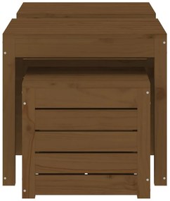 3 pcs conjunto de caixas de jardim pinho maciço castanho mel
